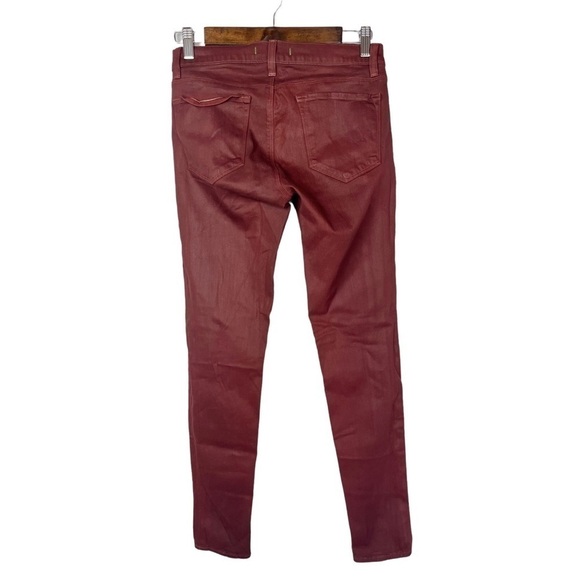 J Brand Full Length Maria Burgundy Red Coated Merlot Skinny Jeggings 27 - Picture 3 of 4